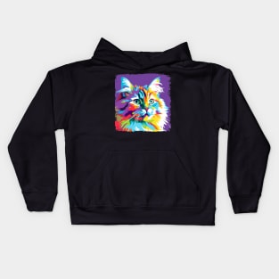 Siberian Cat Pop Art - Cat Lover Gift Kids Hoodie